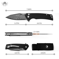 J313 Couteau Kraken Acier Damas Camping Extérieur Couteau Pliant Portable