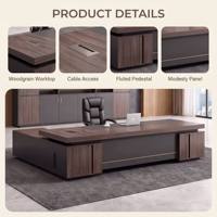 Ensemble de bureau et chaise de direction haut de gamme, panneau de classe E0, mobilier en bois moderne et épuré pour bureau de directeur ou de PDG féminine