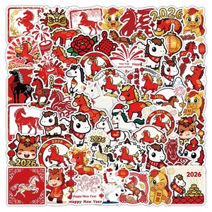 Autocollants créatifs de l'année du cheval 2026, motif poney de dessin animé, cadeau pour enfants, récompense, carnet de notes du Nouvel An chinois, Festival du Printemps - Product Image 1