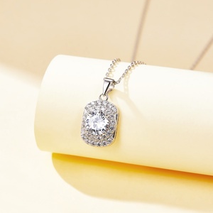 Wholesale S925 Sterling Silver Rhodium Plated Round Brilliant Cut Colored Cubic Zircon 12 Months Birthstone Pendant Necklace - Product Image 2