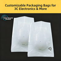 Sac plat recyclé pour emballage d'écouteurs Bluetooth, logo personnalisé, matériau post-consommation, directement de l'usine