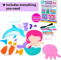 Kit d'activités créatives pour enfants sur le thème des animaux marins sirène, kit de couture pour débutants, 5 poupées en peluche douces, matériaux en feutre, apprendre à coudre et à broder