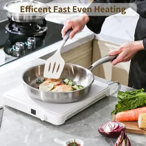 3 <strong>Layer</strong> 22CM Modern Stainless Steel No Coating Frying Pan Healthy Multi-Ply Clad Cookware Induction <strong>Compatible</strong> - Product Image 5