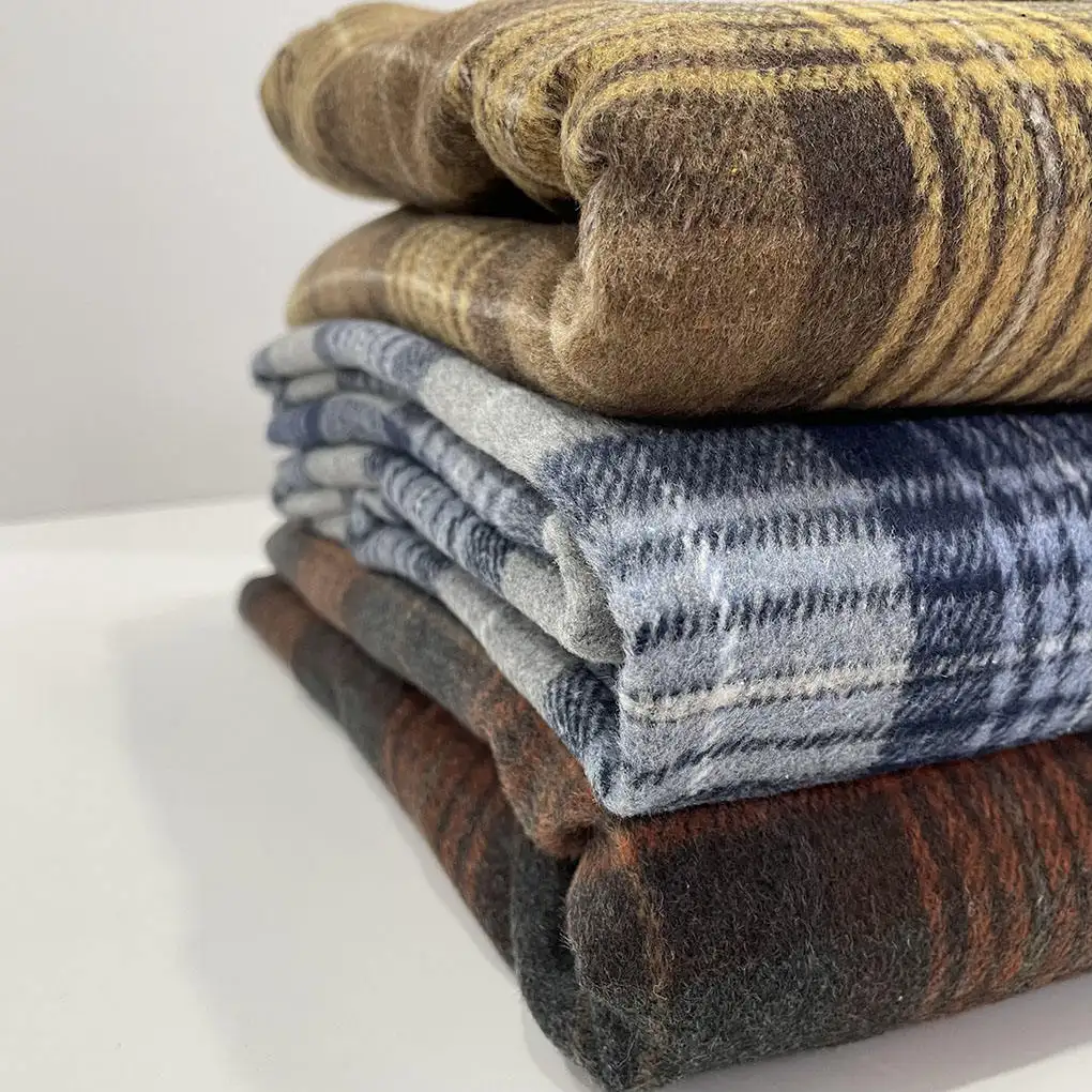 Nhà Máy Tùy Chỉnh Cổ Điển Kiểm Tra 100% Polyester Len Tweed Vải Cho Mùa Đông Phụ Nữ Áo