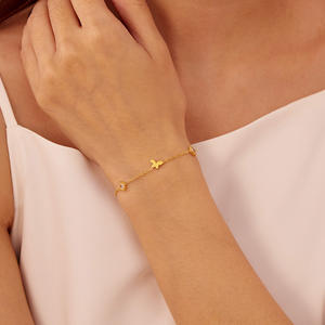 กำไลข้อมือเพทายรูปผีเสื้อคุณภาพสูงทำจากสเตนเลสสตีลเรียบง่ายทันสมัยแบบใหม่จากญี่ปุ่นและ<span class=keywords><strong>เกาหลี</strong></span> - Product Image 1