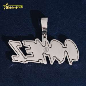 Colgante Personalizado con Nombre <span class=keywords><strong>Gomez</strong></span>, Colgante con Letra Personalizada, Plata 925, Diamante Moissanita, Número, Nombre, Inicial, Logotipo - Product Image 3