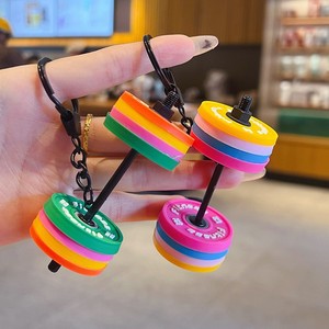 Llavero de silicona desmontable con diseño de disco de pesas y mancuerna para fitness, marca privada, para entrenador personal, diseño personalizado, OEM - Product Image 1