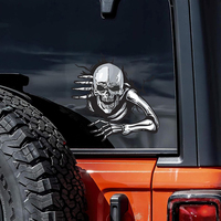 Halloween Horreur 3D Crâne de Fantôme Cassé Autocollant Mural en Vinyle Décoratif Imperméable pour Voiture