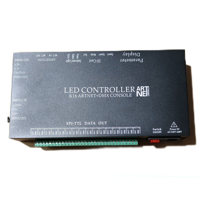 K8 K16 Artnet 8 16 Ports Addressable Programmable Pixel LED Controller for Matrix  DMX512 WS2812B WS2811 WS2815 RGB LED Light