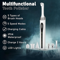 Polisseuse à dents dentaire Polisseuse à dents électrique professionnelle 3 pâtes à polir 5 têtes de brosse 5 modes de vitesse et chargement USB