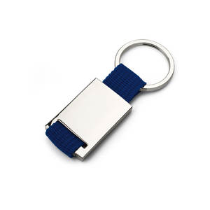 Llavero de nailon azul con anillo metálico y clip para llaves y bolso - Product Image 1