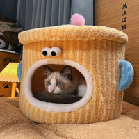 Maison pour animaux de compagnie pliable, écologique et portable avec boîte en éponge amovible et lavable, lit-canapé pour chats de petite, moyenne et grande taille