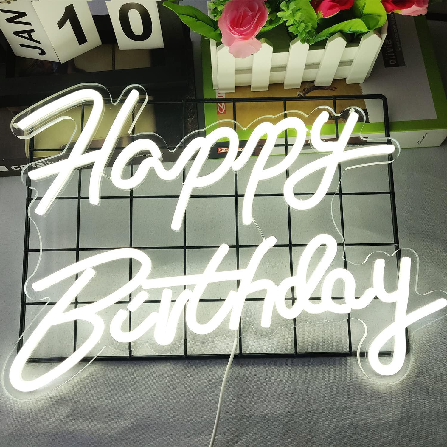 Joyeux anniversaire blanc froid 42x30cm