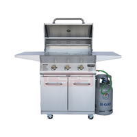 Barbecue à gaz extérieur CSPS à hauteur réglable avec 4 brûleurs, acier inoxydable 304, 54 000 BTU, chariot, montage facile, non revêtu