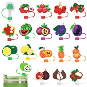 Sombrero de Paja de Alta Calidad con Temática de Frutas de Dibujos Animados, Decoración de Fiesta de Plástico de 10mm, Accesorios de Bar con Sombrilla de Frutas y Tapa Antipolvo - Product Image 1