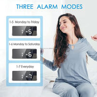 Horloge numérique LED électronique avec miroir, personnalisable, pour chambre à coucher, bureau, salle de classe, étude, avec fonction de charge et alarme, pour la maison