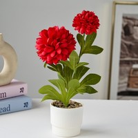 Plante en pot artificielle en forme de chrysanthème, mini bonsaï de chrysanthème artificiel avec pot blanc, décoration de table de bureau à domicile