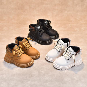 2024 Winter New Kinder Warme Stiefel Knöchel höhe Schul stil Jungen Mädchen Dicke Lederstiefel Rutsch feste Stiefel - Product Image 2