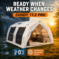 Tente pneumatique Coody 17.2 Familia Pro Air - Beige, tente pneumatique de luxe pour le camping familial en plein air, glamping, tente gonflable pour les voyages