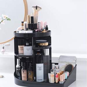 Round and Square Make Up Organizer 360-degree Rotating Cosmetic Storage Organizer Dressing Table Makeup Storage Box for Women