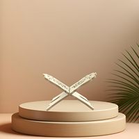 Étagère à Coran en bois sculpté à la main de style antique avec calligraphie arabe pour la décoration islamique et l'exposition de la Bible