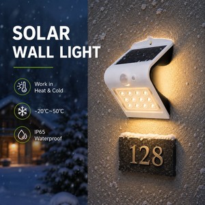 <span class=keywords><strong>Lampe</strong></span> murale solaire LEAD avec garantie de 3 ans, IP65, matériau ignifuge V0, 16 ans d'expérience en OEM, <span class=keywords><strong>lampe</strong></span> de sécurité extérieure pour patio, entrée, mur - Product Image 1