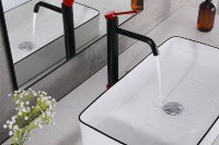 Robinet de salle de bain de luxe minimaliste en acier inoxydable à poignée unique, montage sur plan, finition céramique brossée, eau chaude/froide double usage