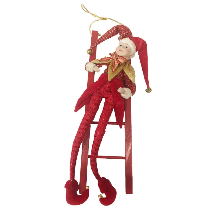 Neuankömmlinge rote Elfen puppen dekoration ausgestopfte Elfen mit Leiter Christmas Craft Kit zum Verkauf