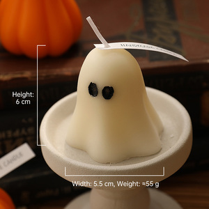 Bougie personnalisée en forme de citrouille et de fantôme blanche, personnalisée pour la décoration d'Halloween 2025 - Product Image 4