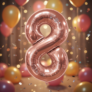 Globo de Papel Metálico Color Oro Rosa con el Número 8 para Fiestas, Decoración para Fiestas de Cumpleaños Infantiles de 80 cm - Product Image 2
