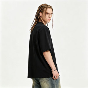 AMCLEVER Nueva Llegada <span class=keywords><strong>Camiseta</strong></span> Básica de Algodón Puro 260GSM para Hombre, Corte Holgado Informal, Manga Corta para Verano - Product Image 1