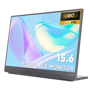 ODM 15.6 inç 1080P LCD monitörler dahili ayarlanabilir braket entegre 6mm ince harici taşınabilir seyahat ikinci ekran monitör
