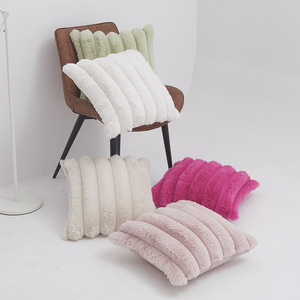 Drop Shipping yüksek kazık kürk kanepe yastık kılıfı yastık tavşan saç geniş şerit basit kare ev dekoratif yastık - Product Image 2