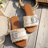 Nouvelles sandales plates pour femmes en daim, légères, tendance automne/hiver printemps, bout rond, boucle, pour l'extérieur, 2570