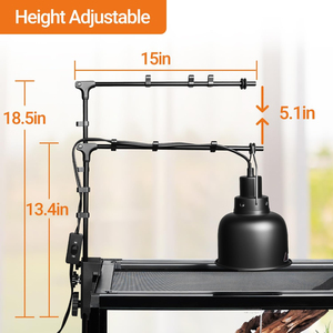Support de lampe double pour reptiles REPTI <span class=keywords><strong>ZOO</strong></span>, écologique, durable, réglable en hauteur, avec deux supports flexibles pour lampe chauffante suspendue - Product Image 5