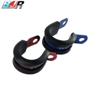 Colliers de serrage en aluminium poli BJR avec coussinets en caoutchouc (pouces) pour conduite de carburant de course automobile