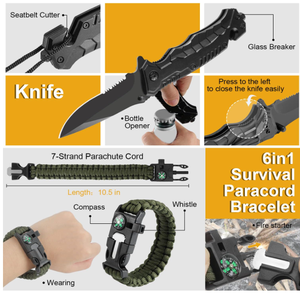 Kit de survie en acier inoxydable 19 pièces, équipement de survie d'urgence, matériel de pêche et de chasse pour hommes, accessoires de camping - Product Image 2