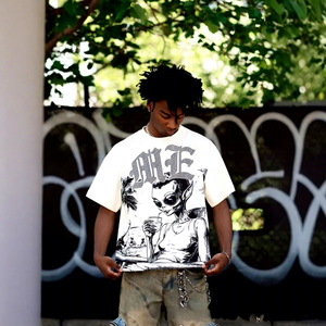 חולצות טי לגברים עם שרוולים קצרים, צווארון עגול, גזרה מרובעת, מבד כותנה מסורקת, נושמות, עם הדפס מצויר ואבני חן, בסגנון וינטג' וסטריט-וור. - Product Image 1