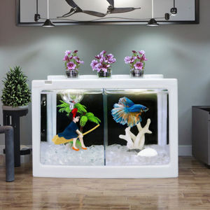 Mini <span class=keywords><strong>Aquarium</strong></span> Transparent de 2L pour Poissons Rouges, Blocs de Construction Créatifs, Boîte en Plastique pour Paysage de Bureau - Product Image 1