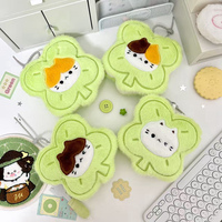 Porte-clés en peluche personnalisé à quatre feuilles, porte-monnaie, pendentif de sac porte-bonheur chat mignon, jouet en peluche vert, cadeau, vente en gros, OEM personnalisé