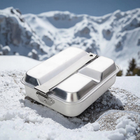 Ensemble de cuisine portable en aluminium 2 en 1, 3 compartiments, assiette à déjeuner pour le bureau, le sport, l'escalade, le camping en plein air