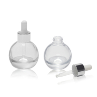 Flacon compte-gouttes en verre rond de 30 ml (1 oz) à paroi épaisse et fond robuste, couleur rose givré transparent, pour huile essentielle