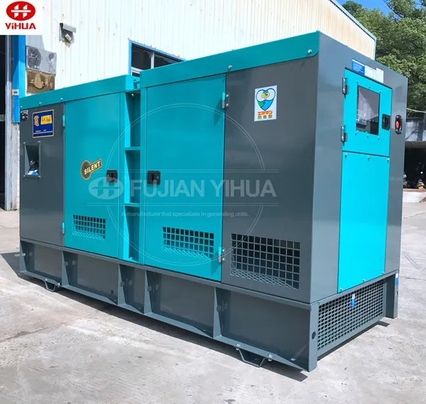 ชุดเครื่องกําเนิดไฟฟ้าดีเซลเงียบ 187.5Kva 150KW ได้รับการรับรอง CE แบบพกพาหลังคาประเภท 6RT80-176DE