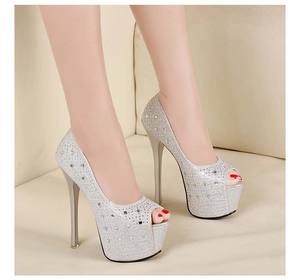 Fashion Sequins Trendy Sexy Nightclub <b>Fish</b> Mouth High Heel Waterproof Platform Shallow Mouth Women's Single Shoes Elegant <b>Pumps</b> - Product Image 5