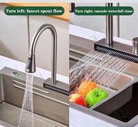 Robinet de cuisine extractible YMC 304 en acier inoxydable, chaud et froid, avec jet pluie, rotation à 360 degrés, mitigeur d'évier doré