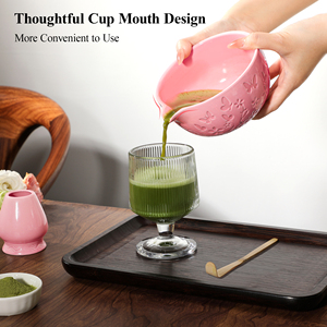 High Quality 4-Piece Traditional Japanese-Style Matcha <b>Set</b> Ceramic Porcelain Bowl <b>Tea</b> Brush Polypropylene Whisk Flower Pattern - Product Image 4