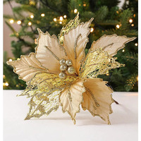 Décorations de Noël Ychon, fleurs scintillantes, grandes fleurs de 24 cm, décorations de Noël, cadeaux de Nouvel An