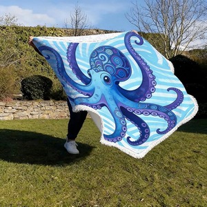 Toalla de Playa Extra Grande con Diseño de Criaturas Marinas, Microfibra, Borlas, Flecos, Manta de Playa Personalizada con Estampado de Animales Marinos, Toalla de Viaje para <span class=keywords><strong>Piscina</strong></span> - Product Image 4