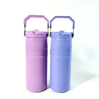 Tasses de voyage isothermes 500 ml 750 ml, mugs à café à double paroi sous vide avec couvercle à paille et poignée en acier inoxydable