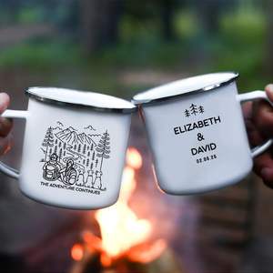 Tasses en émail réutilisables portables de 350 ml avec bord blanc, emballage <span class=keywords><strong>personnalisé</strong></span>, design par sublimation, petites quantités acceptées - Product Image 4